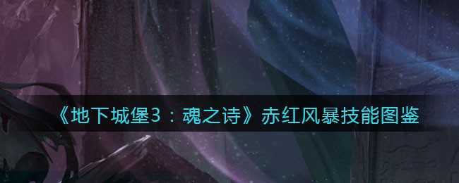 地下城堡3：魂之诗赤红风暴技能详解_https://www.chuanqi2006.com_游戏攻略_第1张